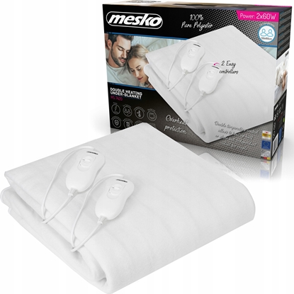 Attēls no Mesko Electirc heating under-blanket MS 7420 Number of heating levels 4, Number of persons 2, Washable, Remote control, Polyester, 2x60 W, White