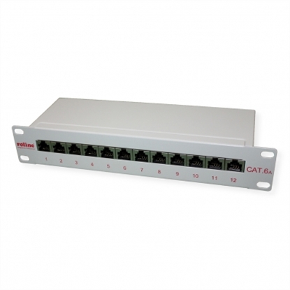 Picture of ROLINE Cat.6A (Class EA) 10" Patch Panel, 12 Ports, STP, grey