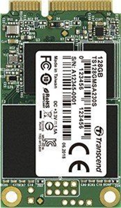 Picture of SSD|TRANSCEND|64GB|mSATA|SATA 3.0|3D NAND|Write speed 200 MBytes/sec|Read speed 350 MBytes/sec|TBW 35 TB|MTBF 200000 hours|TS64GMSA230S