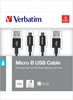 Picture of 1x2 Verbatim Micro USB Cable Sync & Charge 100cm black 48874