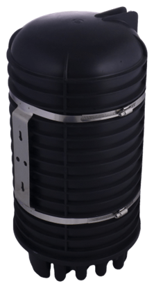 Picture of Vertikāla DOMO tipa ptisko kabeļu uzmava (mufta) 168 šķiedrām, adapteriem/16x Heat schrink ports