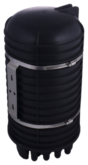 Picture of Vertikāla DOMO tipa ptisko kabeļu uzmava (mufta) 168 šķiedrām, adapteriem/16x Heat schrink ports