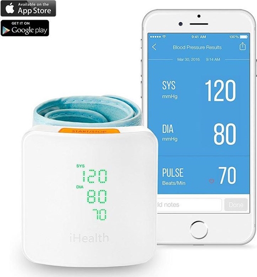 Изображение iHealth Wrist Blood Pressure Monitor BP7S White, Wireless, Weight 105 g
