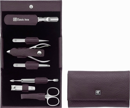 Picture of Zwilling CLASSIC snap fastener leather case, purple, 7 pcs.