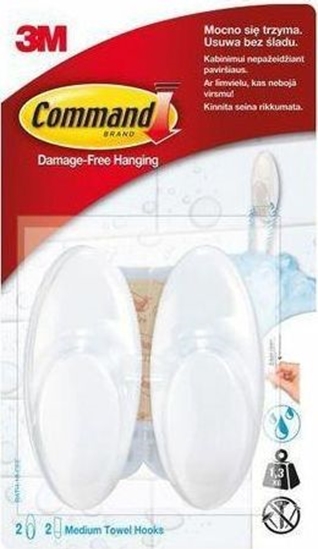 Picture of 3M 3M Command Haki Na Rczniki 2 rednie Biae BATH-18-CEE..