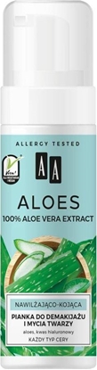 Attēls no AA Aloes 100% Aloe Vera Extract pianka do demakijażu i mycia twarzy nawilżająco - kojąca 150ml