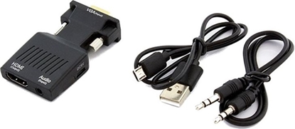 Изображение Adapter AV Apte HDMI - D-Sub (VGA) + Jack 3.5mm czarny (1267-uniw)
