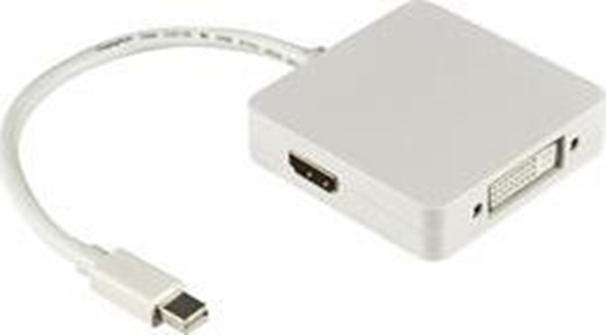 Изображение Adapter AV Deltaco DisplayPort Mini - DisplayPort - HDMI - DVI biały (DELTACO DP-MULTI1 - videoadapter - Displ)