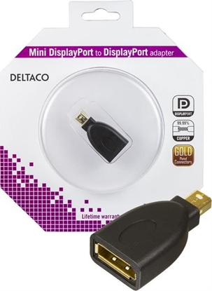 Изображение Adapter AV Deltaco DisplayPort Mini - DisplayPort czarny (Deltaco MDP-DP - DisplayPort adapter)