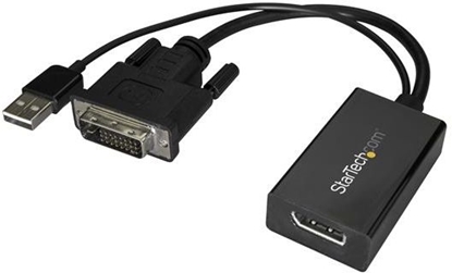 Attēls no Adapter AV StarTech DVI-D - DisplayPort + USB-A czarny (DVI2DP2)