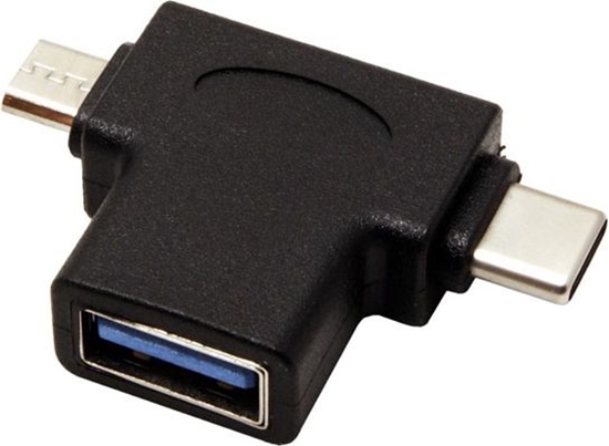 Picture of Adapter USB microUSB - USB + USB-C Czarny