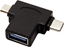 Изображение Adapter USB microUSB - USB + USB-C Czarny