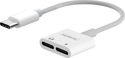Picture of Adapter USB Somostel SMS-BZ06 USB-C - Jack 3.5mm + USB-C Biały  (28857)
