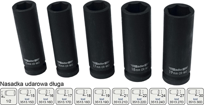 Изображение Adler ADLER NASADKA UDAROWA DUGA 1/2" 15mm MAR3513.15D