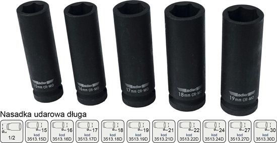 Изображение Adler ADLER NASADKA UDAROWA DUGA 1/2" 27mm MAR3513.27D