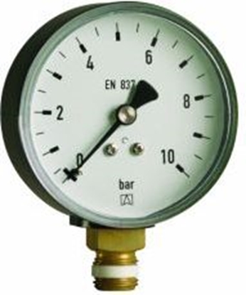 Изображение Afriso Manometr grzewczy RF 100 rad,fi100 mm, -1÷0 bar, G1/2'' rad, kl. 2,5 (63601)