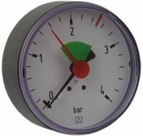 Изображение Afriso Manometr grzewczy RF 63 AX Ø=63mm 0-4bar 1/4" Kl. 2,5 - 63512