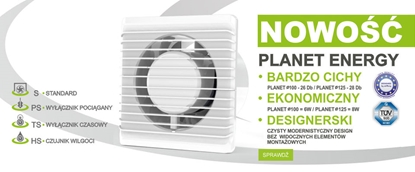 Attēls no airRoxy Wentylator cienny 100mm 8W Planet Energy