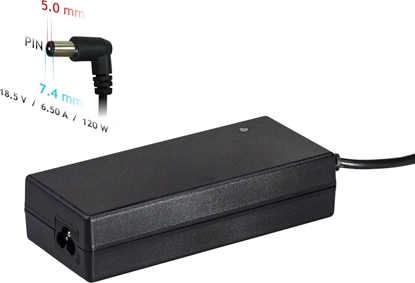 Attēls no Zasilacz do laptopa Akyga 120 W, 5 mm, 6.5 A, 18.5 V (AK-ND-46)