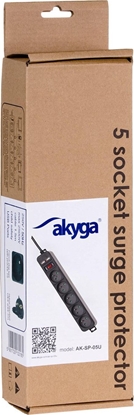 Picture of Listwa zasilajca Akyga przeciwprzepiciowa 5 gniazd 1.8 m czarna (AK-SP-05U)