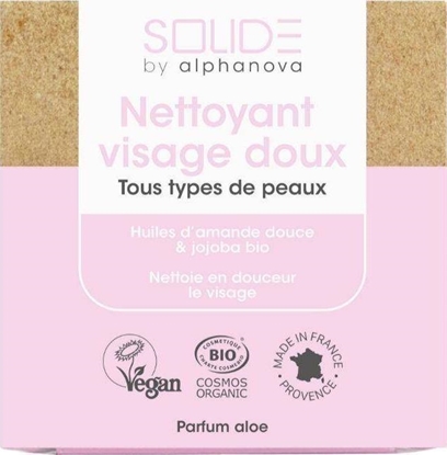 Attēls no ALPHANOVA SOLIDE Alphanova Solide, Kostka myjca do twarzy z olejkiem jojoba i sodkimi migdaami, 75g