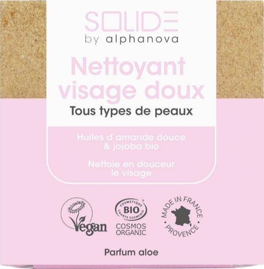 Picture of ALPHANOVA SOLIDE Alphanova Solide, Kostka myjca do twarzy z olejkiem jojoba i sodkimi migdaami, 75g