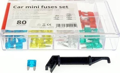 Изображение AMiO Bezpieczniki samochodowe pytkowe mini pudeko 80 szt. MIX