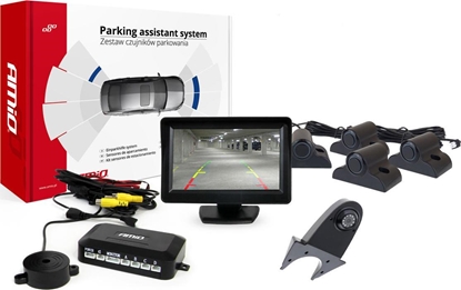 Attēls no AMiO Zestaw czujników parkowania tft01 4,3" z kamer hd-502-ir 4 sensory czarne truck