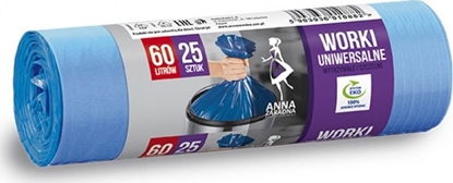 Attēls no Anna Zaradna Worki na mieci uniwersalne ANNA ZARADNA, 60l, 25szt., niebieskie