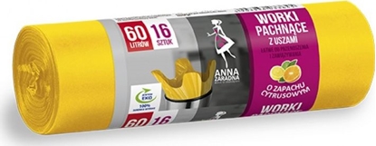 Attēls no Anna Zaradna Worki na mieci z uszami ANNA ZARADNA, zapach cytrusów, 60 l, 16 szt., óty