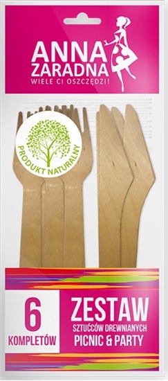 Picture of Anna Zaradna Zestaw sztuców drewnianych ANNA ZARADNA, 6 kompletów, drewno