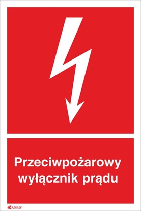 Picture of ANRO Tabliczka Przeciwpoarowy wycznik prdu 150 x 205mm (31P/F1/FS)