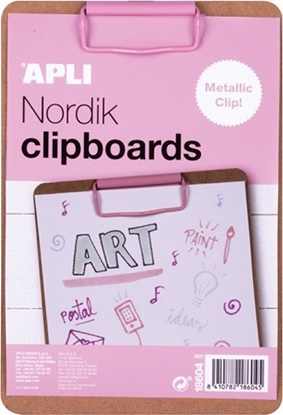 Изображение Apli Clipboard APLI Nordik, deska A5, drewniana, z metalowym klipsem, pastelowy różowy