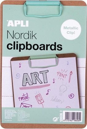 Attēls no Apli Clipboard APLI Nordik, deska A5, drewniana, z metalowym klipsem, pastelowy zielony