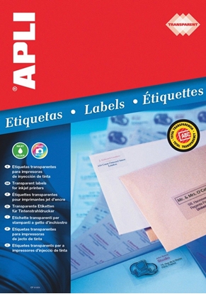 Изображение Apli Etykiety poliestrowe APLI, 210x297mm, prostokątne, transparentne 10 ark.