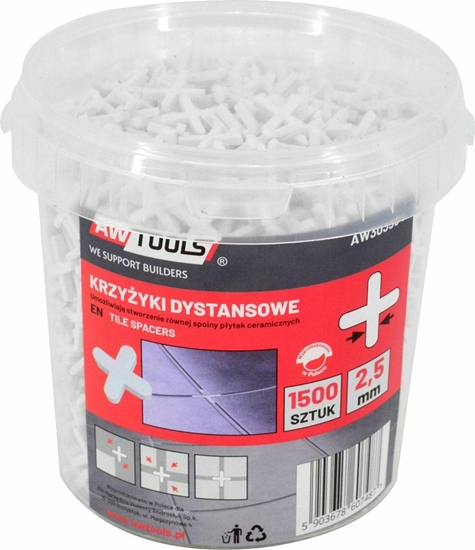 Изображение AWTools AWTOOLS KRZYYKI DYSTANSOWE 4,0mm / 700szt. WIADERKO AW303556