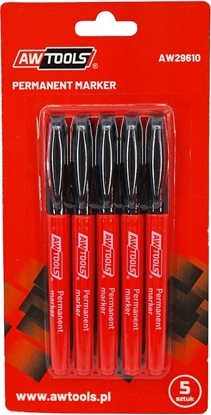 Изображение AWTools AWTOOLS MARKERY PERMANENTNE CIENKIE CZARNE 5szt. AW29610