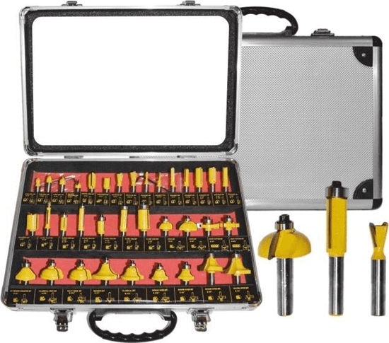 Изображение AWTools frezy do drewna, komplet 35 elementów trzpie 8mm (AW40514)