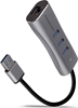 Изображение HMA-GL3AP Wieloportowy hub metalowy 3x USB-A + GLAN, USB 3.2 Gen 1, 20cm USB-A kabel, microUSB dodatkowe zasilanie