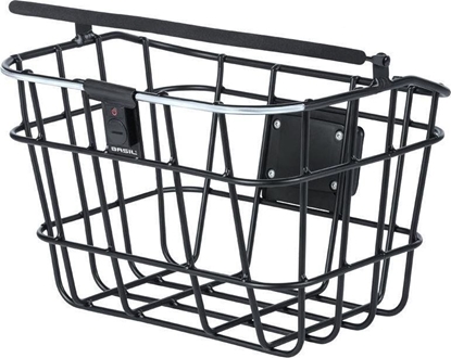 Picture of Basil Kosz na kierownic BASIL BREMEN ALU BE/KF NORDLICHT aluminowy + Owietlenie + Pytka mocujca do kosza BASIL BASEASY + KLICKFIX ADAPTER PLATE system do mocowania na sztyc kierownicy i kierownic odpinany (bez wspornika) (NEW)