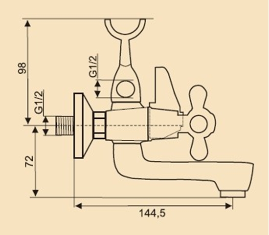 Изображение Bateria wannowa Hydroland Retro cienne chrom (B201)