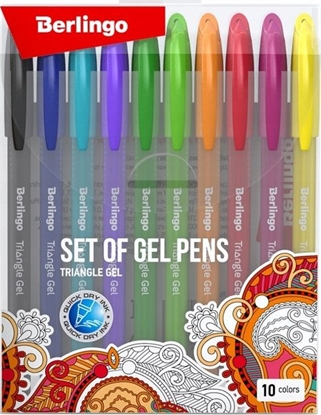 Attēls no Berlingo Berlingo, Zestaw długopisów żelowych żelowych, color, 10szt, 0.5mm, Triangle gel