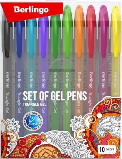 Изображение Berlingo Berlingo, Zestaw długopisów żelowych żelowych, color, 10szt, 0.5mm, Triangle gel
