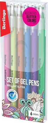 Изображение Berlingo Zestaw długopisów żelowych 1,0mm 6 szt. Glitter BERLINGO
