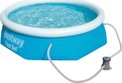 Attēls no Bestway Bestway Fast Set above ground pool set, 305cm x 66cm, swimming pool (blue/white, with filter pump)