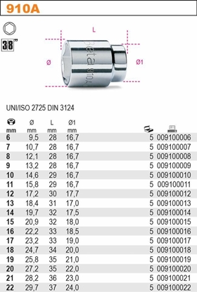 Изображение Beta Tools NASADKA 3/8"* 8 mm (BE910A-8)