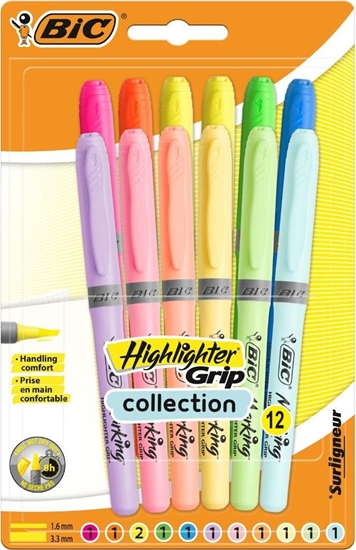 Изображение Bic Zakrelacz Highlighter Grip Pastel mix 12szt BIC