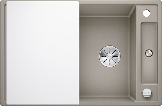 Изображение Zlewozmywak Blanco Axia III 45 S Silgranit tartufo z korkiem automatycznym InFino, deska szklana (523190)