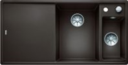 Изображение Zlewozmywak Blanco Axia III 6 S-F Silgranit kawowy z korkiem automatycznym InFino, deska szklana, odsczarka stalowa, komora z prawej (523494)