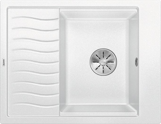 Изображение Zlewozmywak Blanco Elon 45 S Silgranit biay z korkiem InFino, kratka ociekowa (524828)